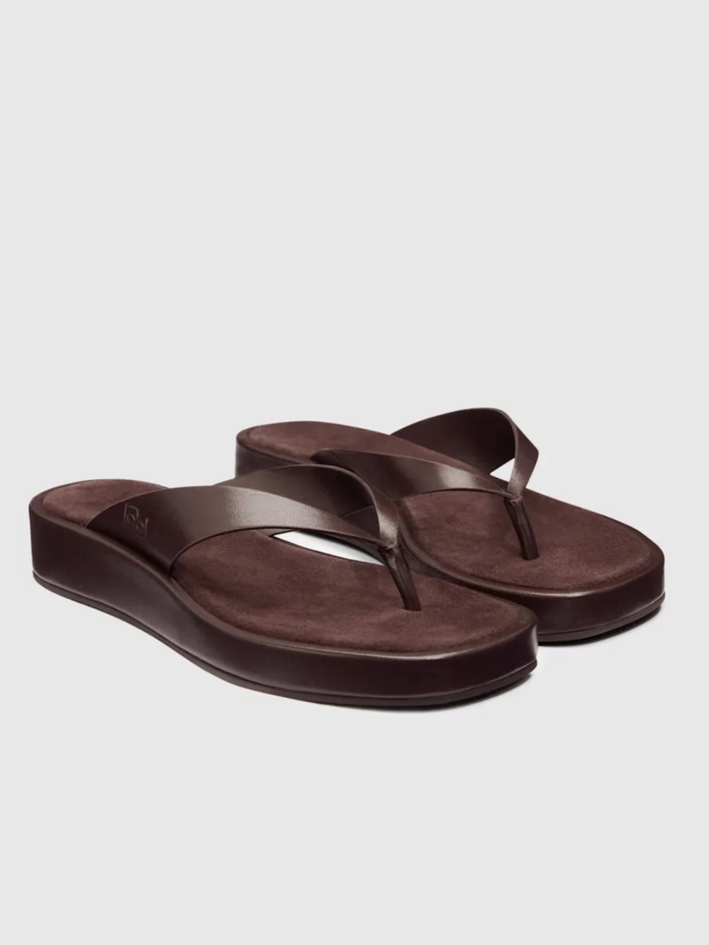 Reformation Espresso Eden Platform Thong Sandals